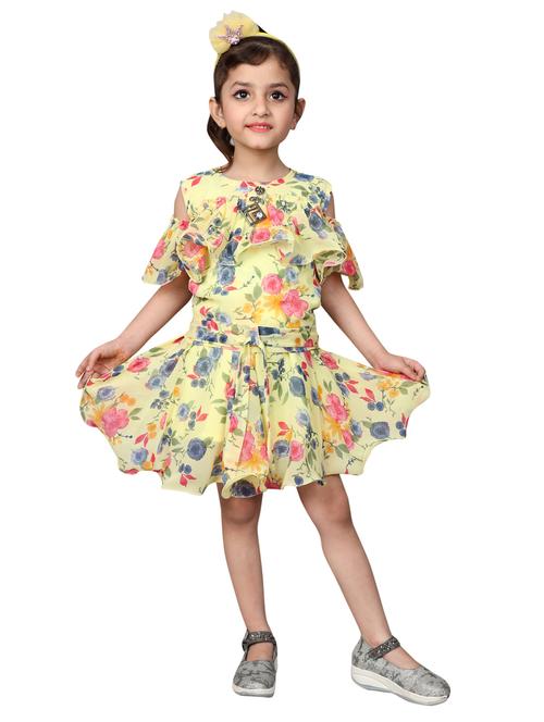 yellow georgette skirt top twin sets  - 19982852 - Very Small Image - 1