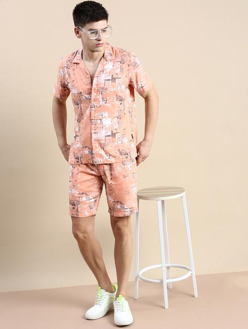 men's printed shirt and shorts co ord set - 19983051 - Very Small Image - 1