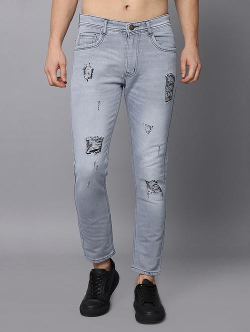 low rise washed distressed jeans - 19983188 - Very Small Image - 1
