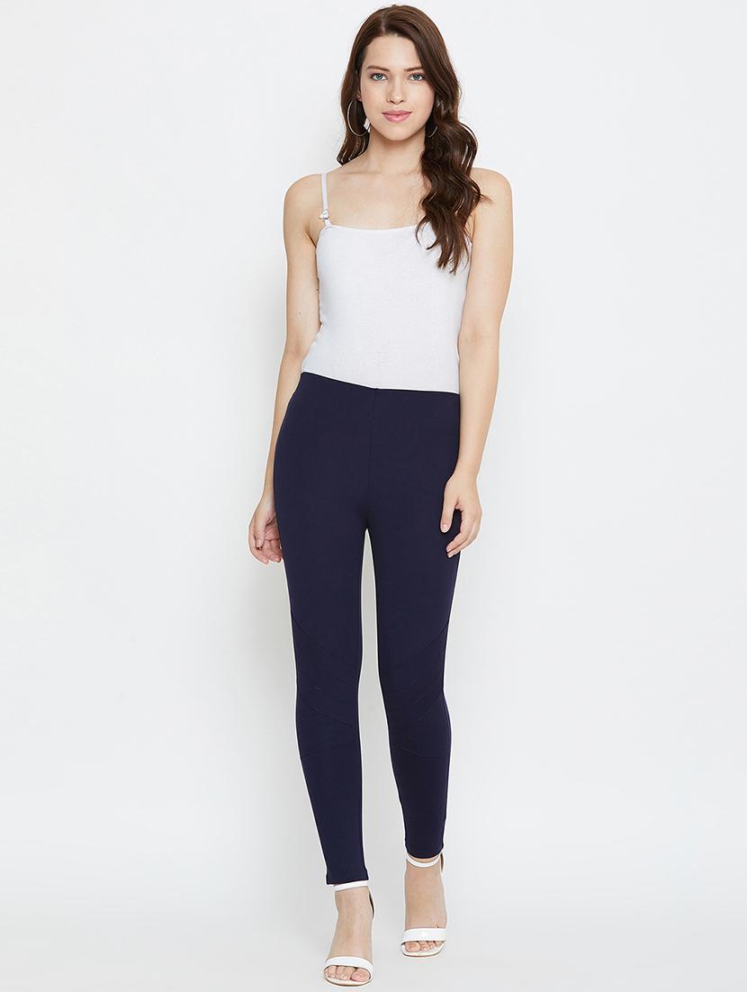 navy blue solid full length jegging - 19983573 - Standard Image - 4