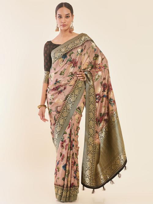 women's floral brown colored saree - 19984217 - Very Small Image - 1