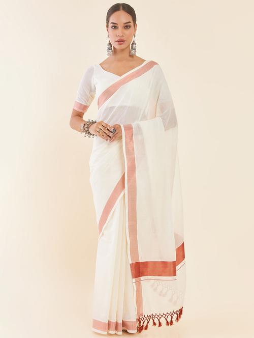 women's self design off white colored saree - 19984232 - Very Small Image - 1