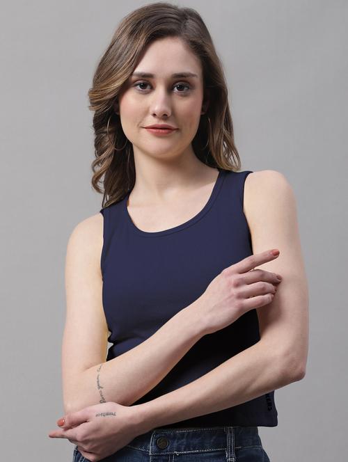 women's crop round neck top - 19986066 - Very Small Image - 1