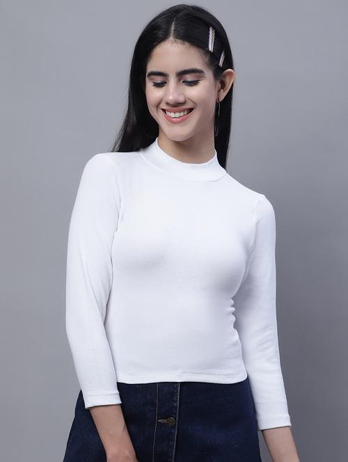 women's white mock neck top - 19986074 - Very Small Image - 1