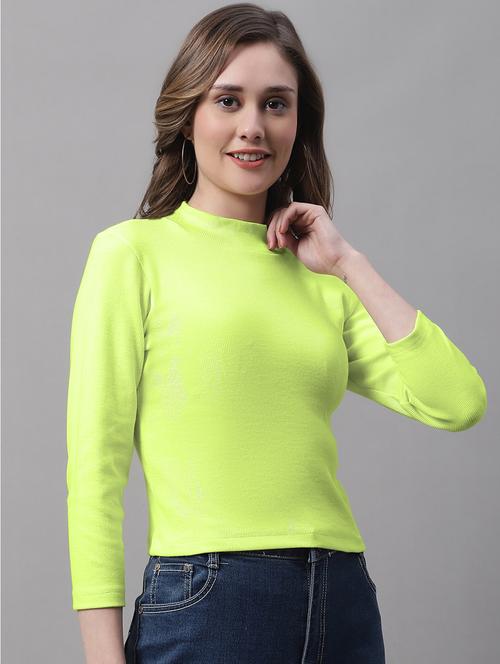 women solid mock neck long sleeves top - 19986076 - Very Small Image - 1