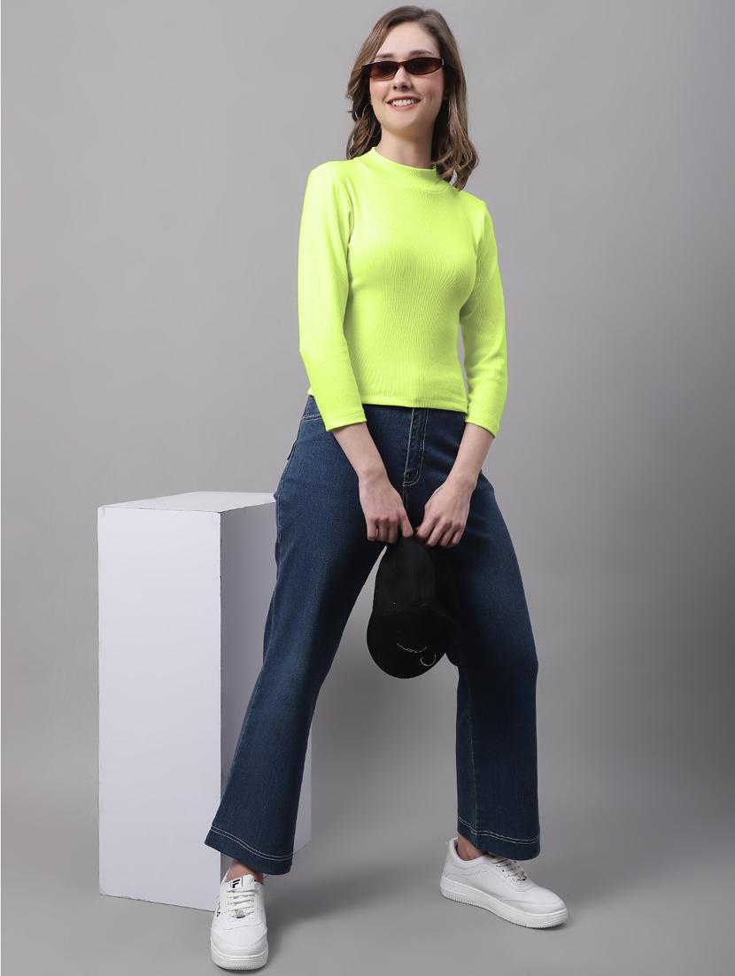women solid mock neck long sleeves top - 19986076 - Standard Image - 3