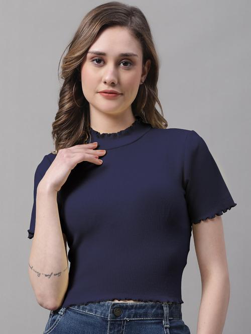 women's crop mock neck top - 19986090 - Very Small Image - 1