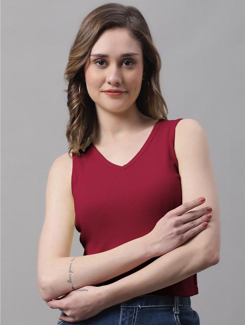 women's crop v neck top - 19986099 - Very Small Image - 1