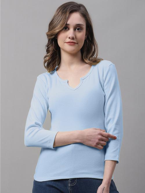 women's straight notch neck top - 19986150 - Very Small Image - 1