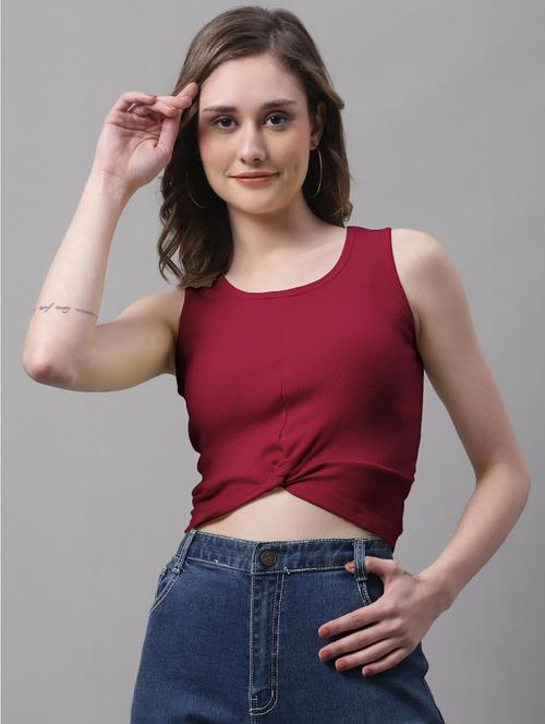 women's crop round neck top - 19986157 - Very Small Image - 1