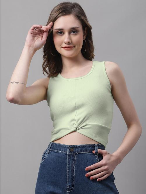 women's crop round neck top - 19986164 - Very Small Image - 1