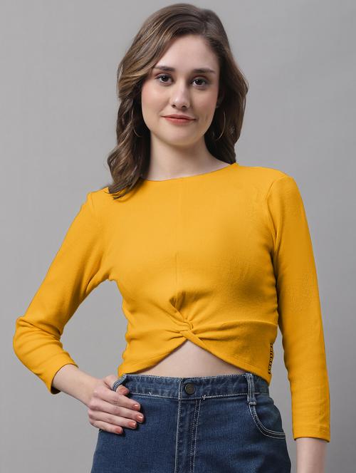 women's crop round neck top - 19986173 - Very Small Image - 1