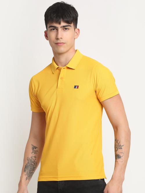 yellow solid short sleeve polo t-shirt  - 19989290 - Very Small Image - 1
