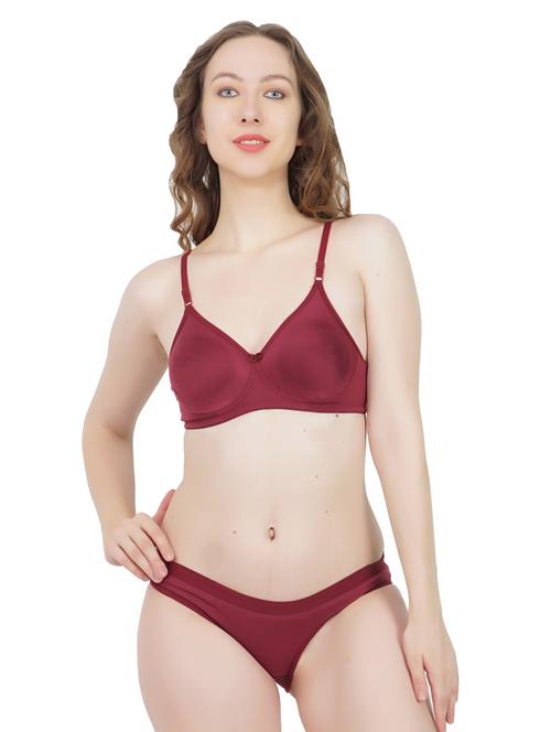 maroon solid bra and panty set - 19989427 - Very Small Image - 1