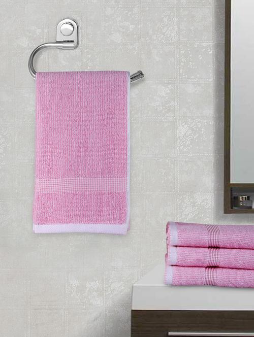 fabinaliv unisex set of 4 pink solid 450 gsm cotton hand towels (50x33 cm) - 19989794 - Very Small Image - 1