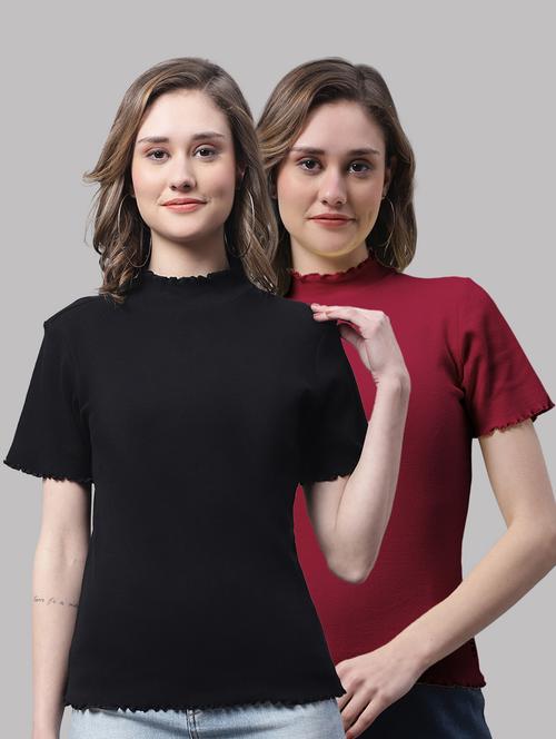 pack of solid mock neck tops - 19989826 - Very Small Image - 1