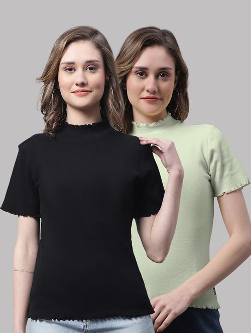 pack of solid mock neck tops - 19989833 - Very Small Image - 1