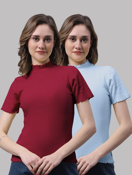 pack of solid mock neck tops - 19989880 - Very Small Image - 1