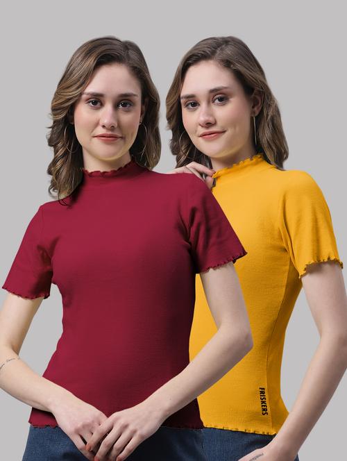 pack of solid mock neck tops - 19989881 - Very Small Image - 1