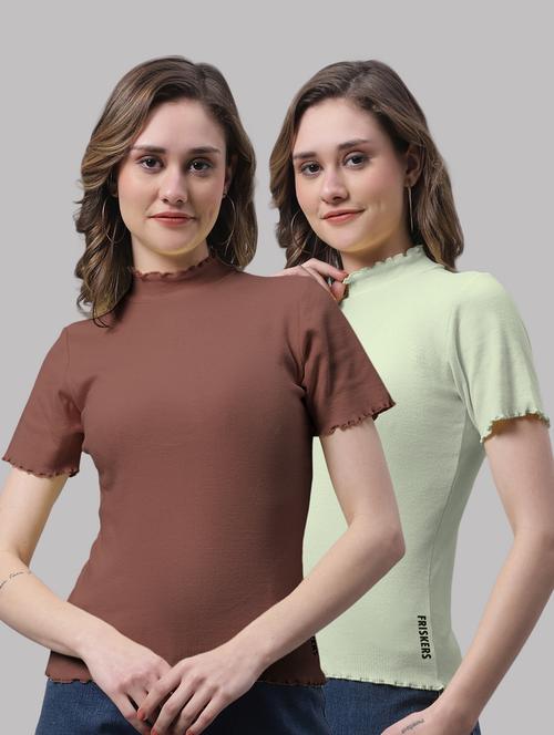 pack of solid mock neck tops - 19989901 - Very Small Image - 1