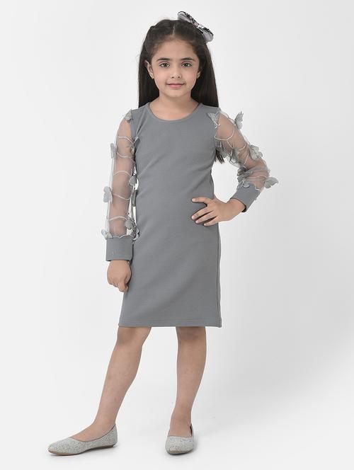 girls round neck bishop sleeve frock - 19992219 - Very Small Image - 1