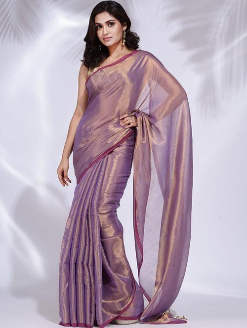 purple self design woven saree with blouse - 19992445 - Very Small Image - 1