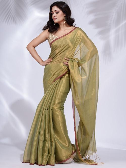 green self design woven saree with blouse - 19992548 - Very Small Image - 1