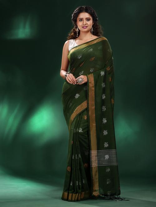 green cotton saree with blouse - 19993458 - Very Small Image - 1