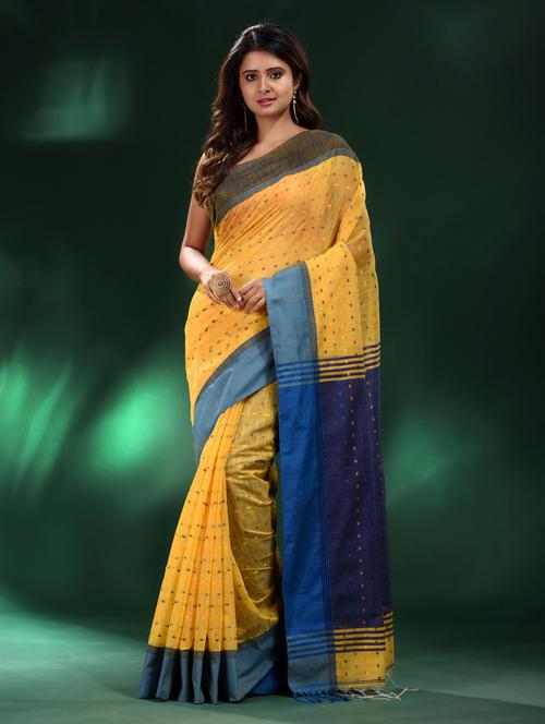 yellow cotton saree - 19993555 - Very Small Image - 1