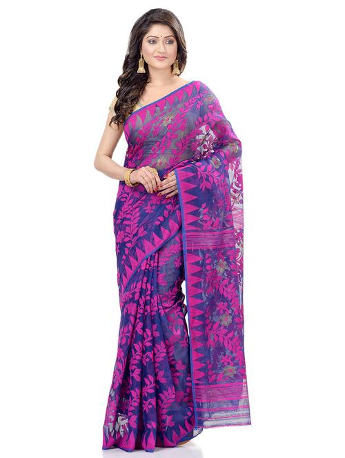 women's self design navy blue colored saree - 19994408 - Very Small Image - 1