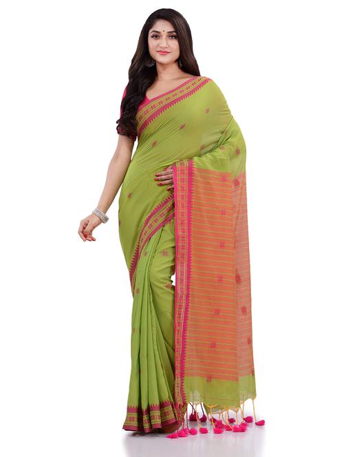 women's self design green colored saree with blouse - 19994488 - Very Small Image - 1