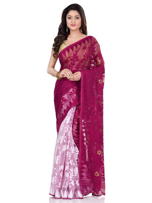 Women's Self Design White Colored Saree - 19994495 - Very Small Image - 1