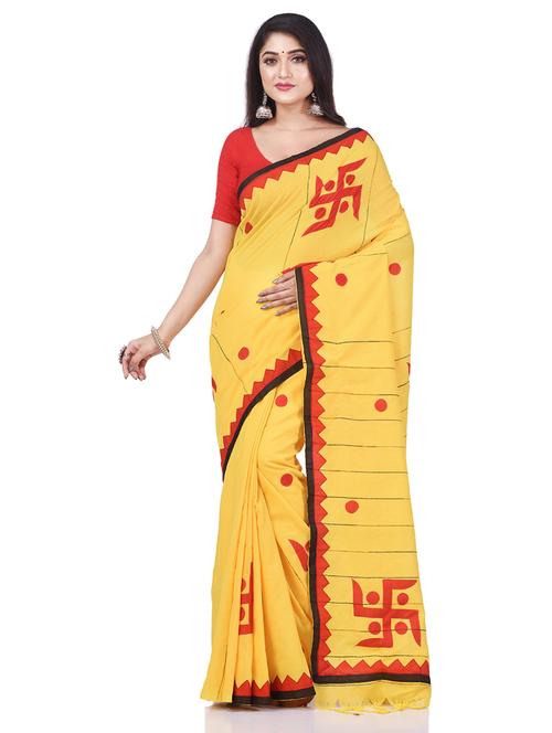 Women's Printed Mustard Colored Saree With Blouse - 19994620 - Very Small Image - 1