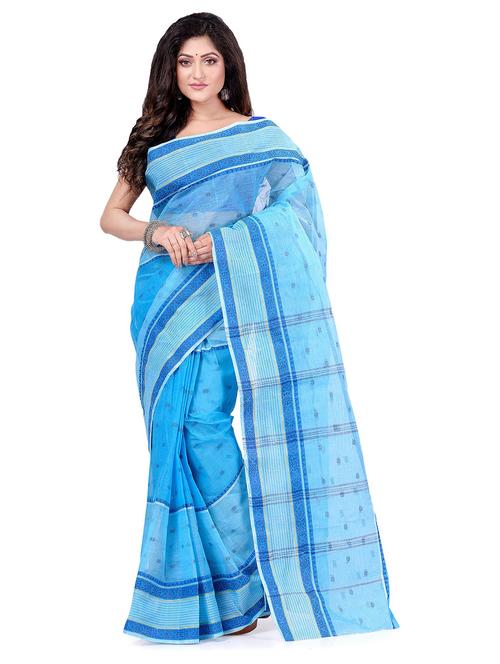 Women's Checks Blue Colored Saree - 19994732 - Very Small Image - 1