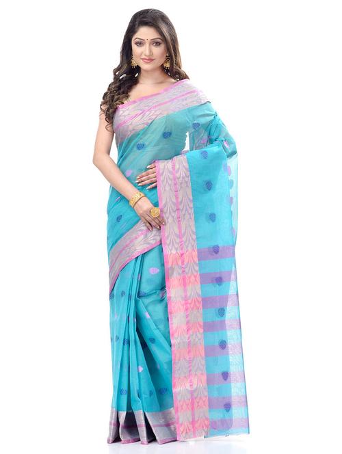 Women's Self Design Blue Colored Saree - 19994803 - Very Small Image - 1