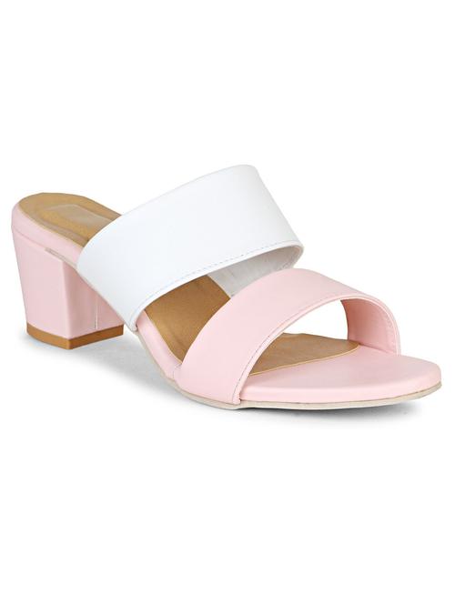 pink solid slip on block heel sandal - 19995844 - Very Small Image - 1