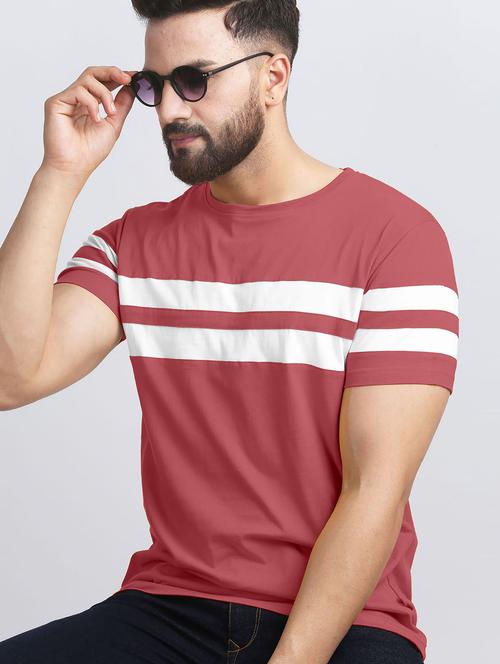 round neck taped regular t-shirt - 19996191 - Very Small Image - 1