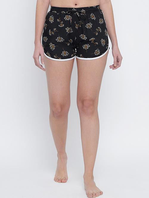 black floral print mid rise regular short - 19996532 - Very Small Image - 1