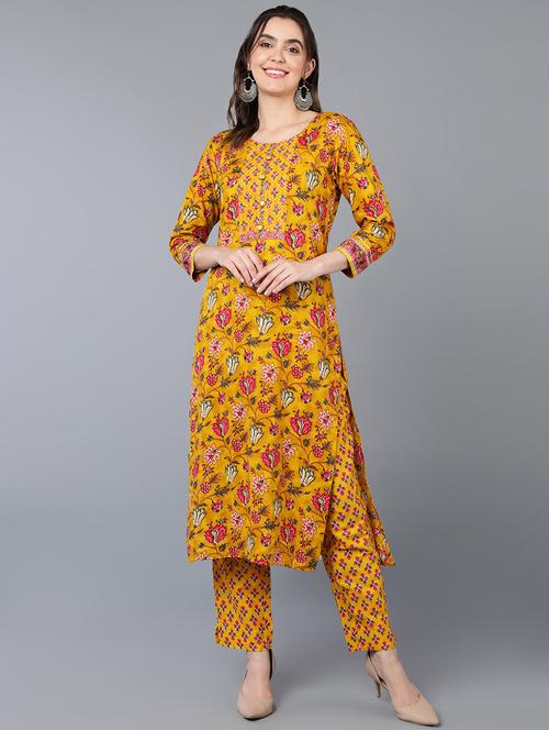 yellow printed kurta palazzo set  - 19997391 - Very Small Image - 1