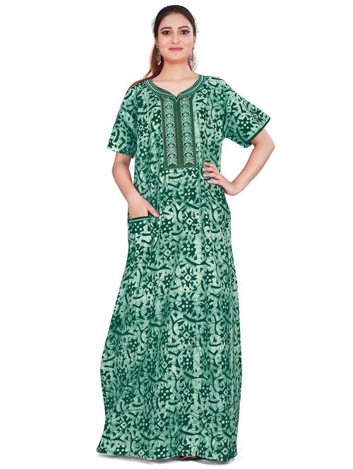 sweet heart neck printed nighty - 19999258 - Very Small Image - 1