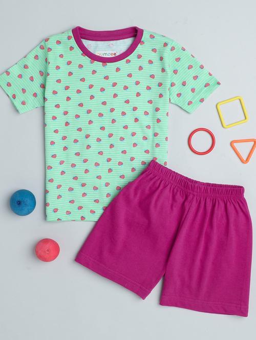 girls printed shorts set - 20002230 - Very Small Image - 1