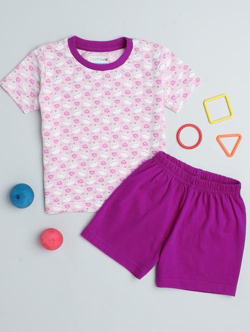 girls printed shorts set - 20002232 - Very Small Image - 1