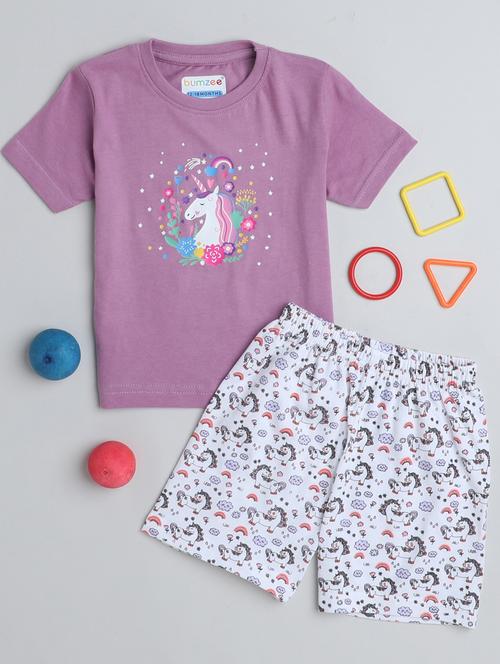 girls printed shorts set - 20002233 - Very Small Image - 1