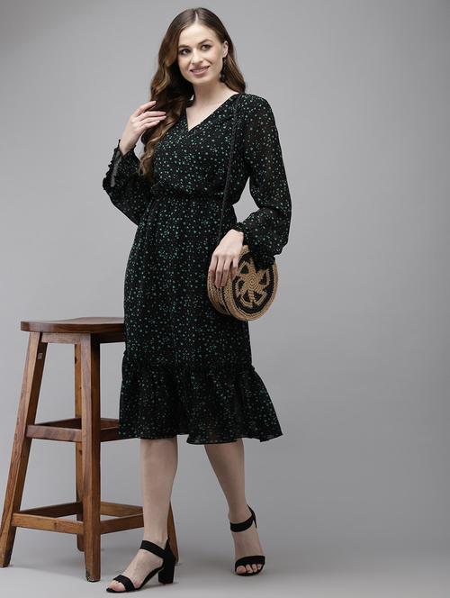 black georgette wrap dress - 20002430 - Very Small Image - 1