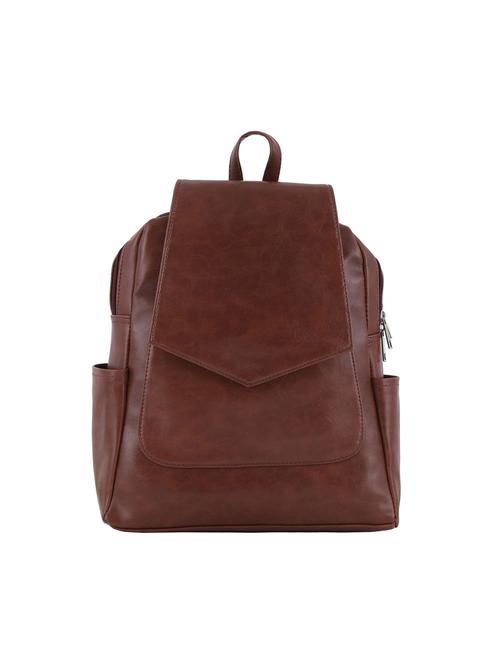 brown leatherette (pu) regular backpack - 20004708 - Very Small Image - 1