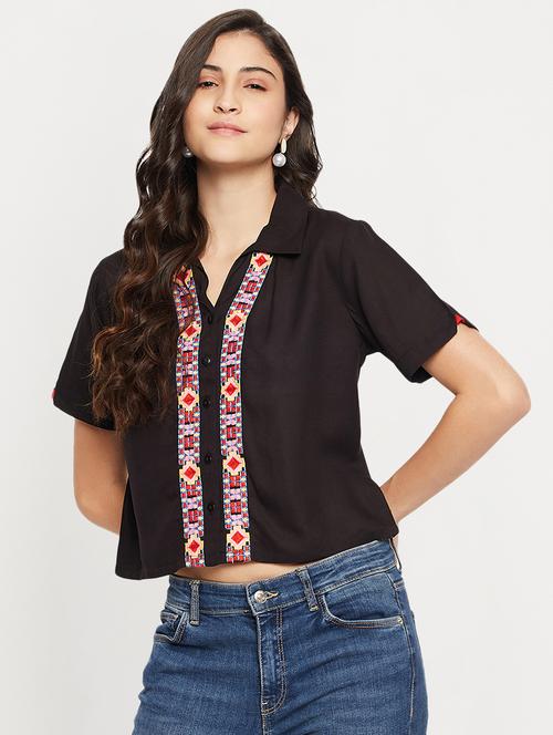 women's straight collared top - 20005107 - Very Small Image - 1