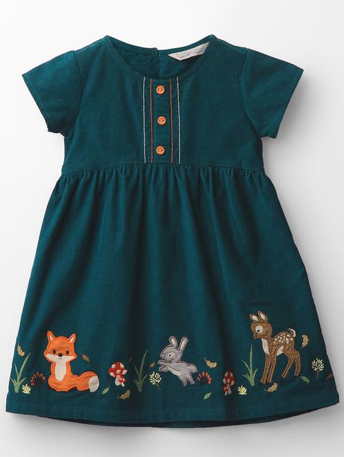 girls round neck short sleeves frock - 20005221 - Very Small Image - 1