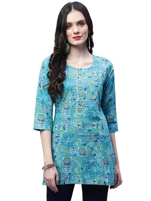 printed cotton short kurti - 20007353 - Very Small Image - 1
