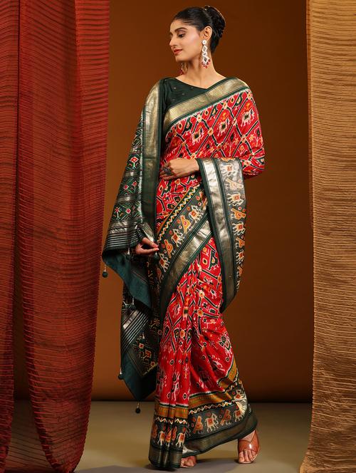 red silk patola saree with blouse - 20007396 - Very Small Image - 1