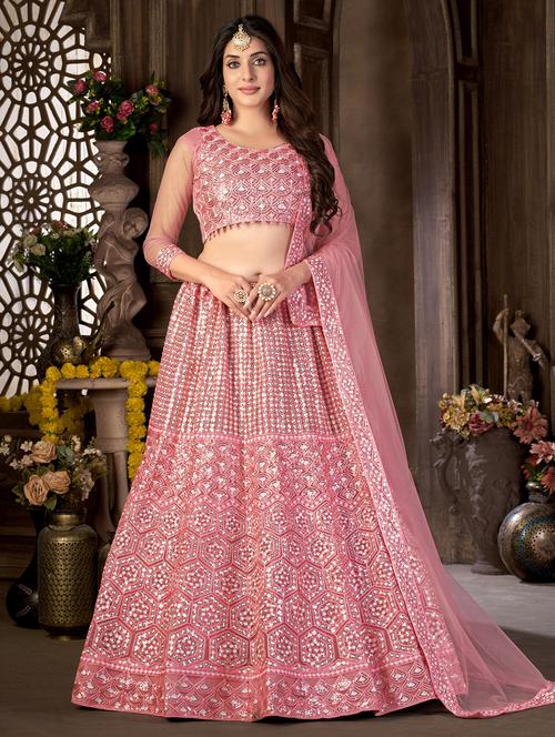 embroidered flared lehenga choli with dupatta - 20007519 - Very Small Image - 1